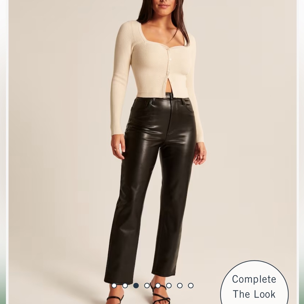 Abercrombie Curve Love black Vegan Leather Ankle straight pants